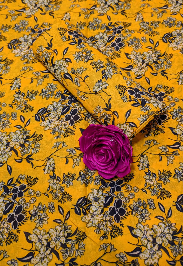 Mustard Bloom Un-Stitched Lawn 2PC
