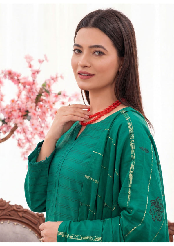 3PC UNSTITCHED JACQUARD LAWN