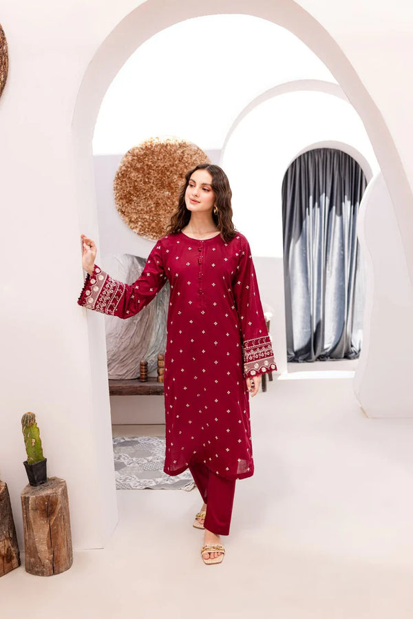2PC UN-STITCHED LAWN EMBROIDERY SUIT